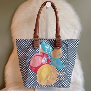 Juicy Couture Cotton Genuine Leather Shoulder Bag